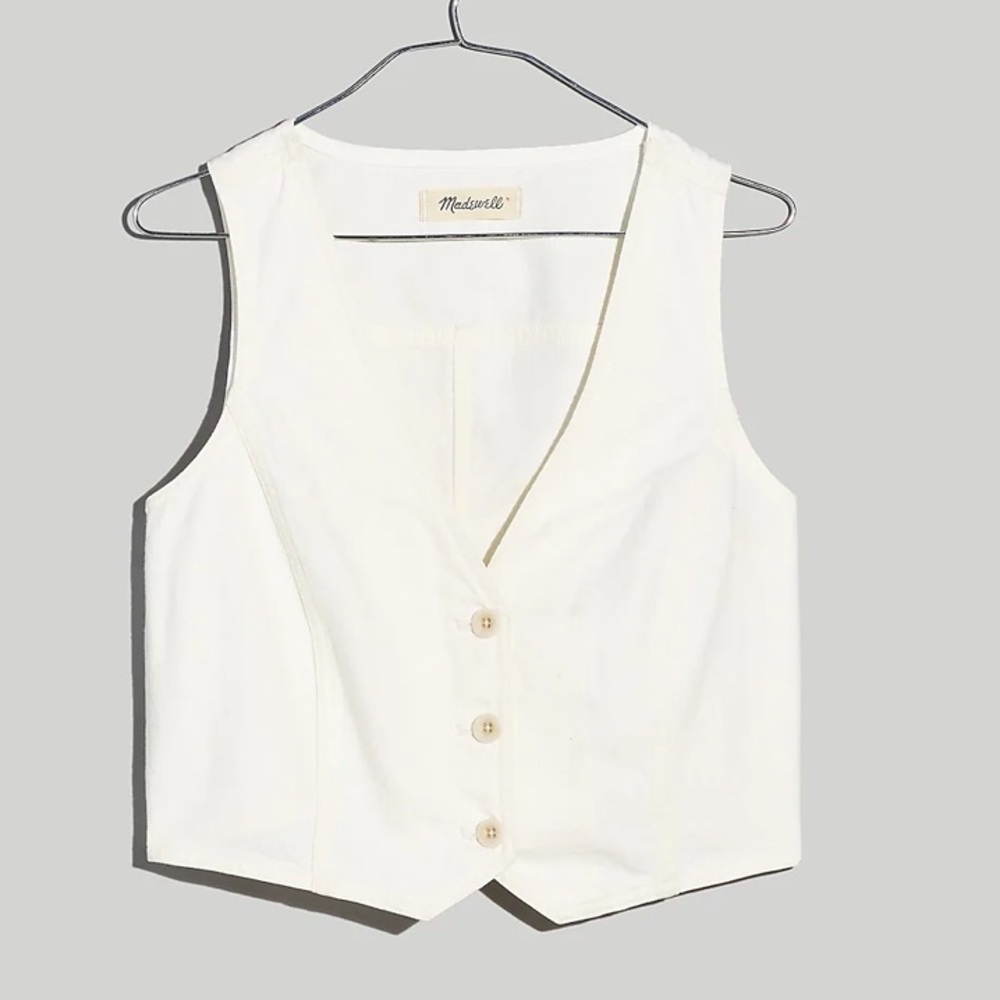 White denim vest